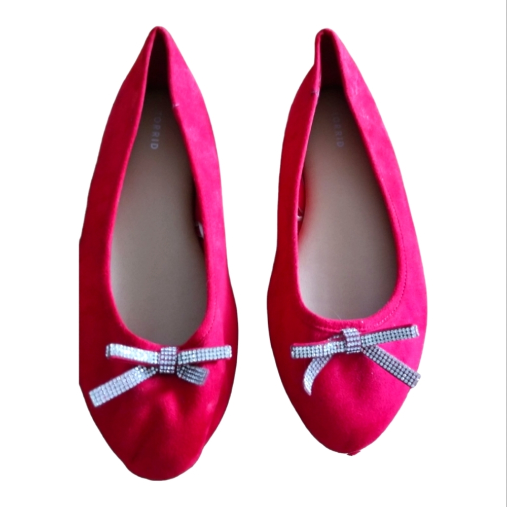 EUC | TORRID | Beautiful Rhinestone 🩰 Ballet Flats 🩰 | Faux Suede | Size: 12WW